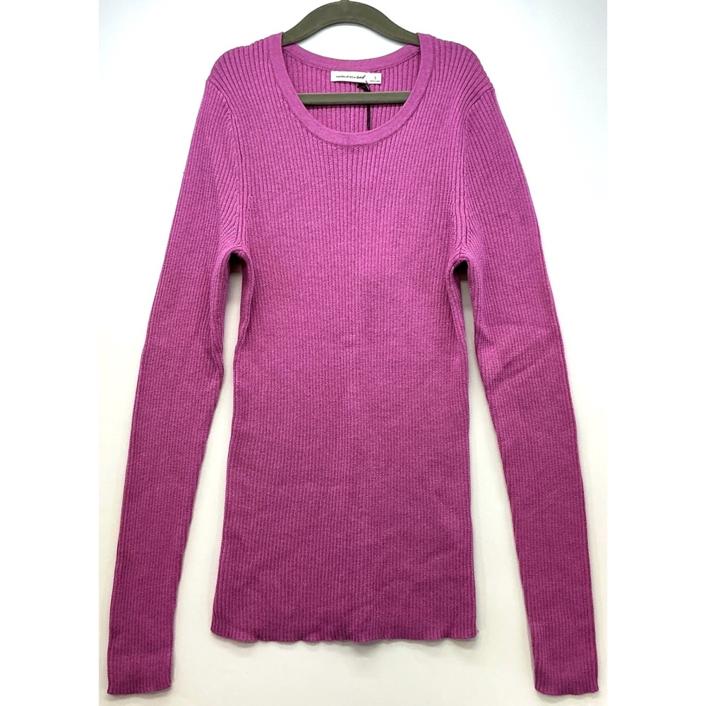 Unsubscribed Pink‎ Ribbed Crewneck Sweater Silk Cashmere Blend Sz S Barbiecore